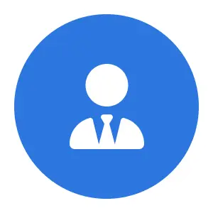 Icon 1 A blue circle with an image of a person in the middle.